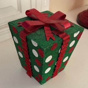Festive Green and Red Gift Box Decoration